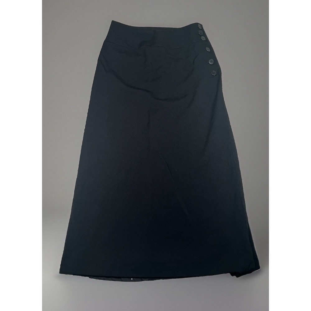 Annex Women's Size 12 Black 100% Wool Midi Skirt Button Front A-Line *EUC - Picture 1 of 10